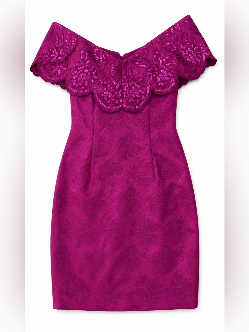Vintage Jessica McClintock Gunne Sax Pink Sequin Lace Dress 7/8